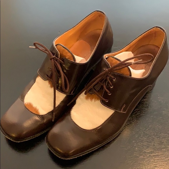 greater L.A. Shoes - GREATER L.A. leather & ponyhair lace up heels 5.5
